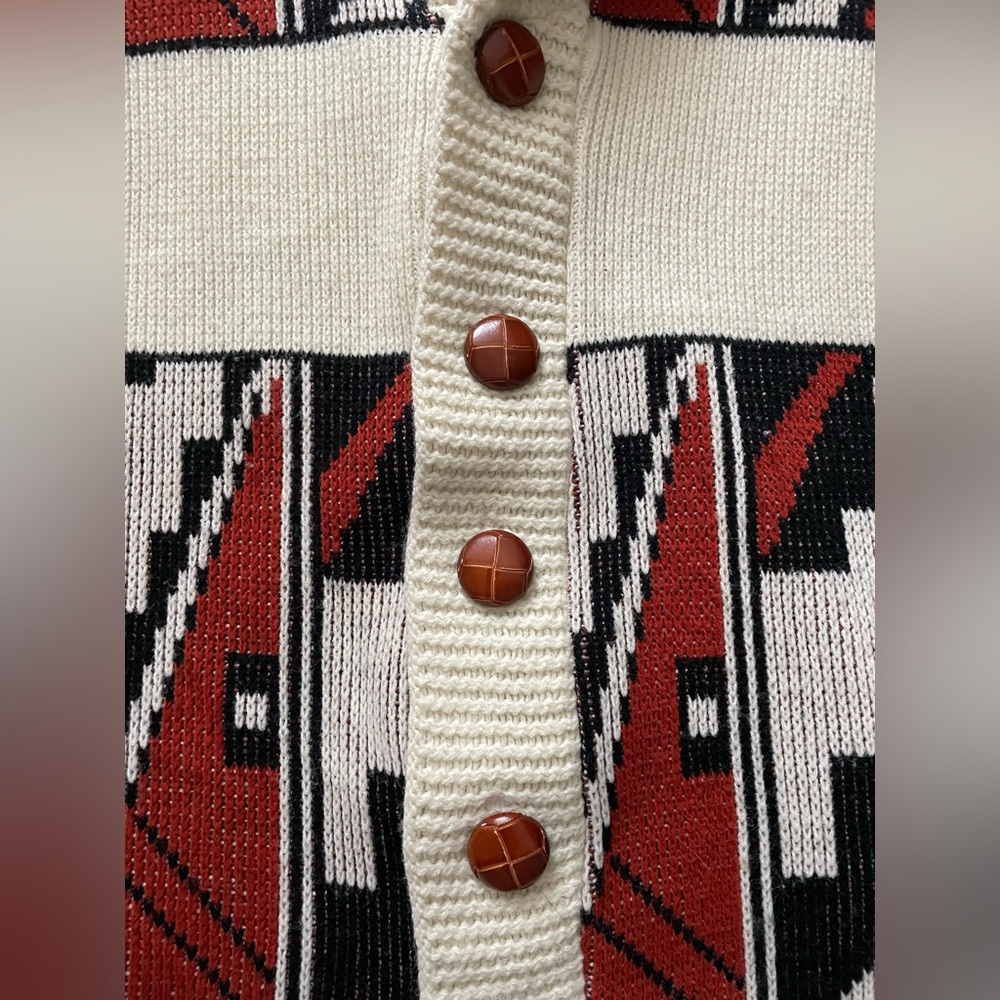 Vintage Shawl Collar Aztec Knit Cardigan - Picture 4 of 11